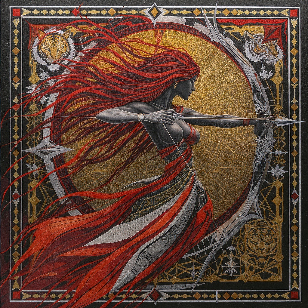 Warrior / Warrioress / Huntress (Sekhmet, Diana) illustration